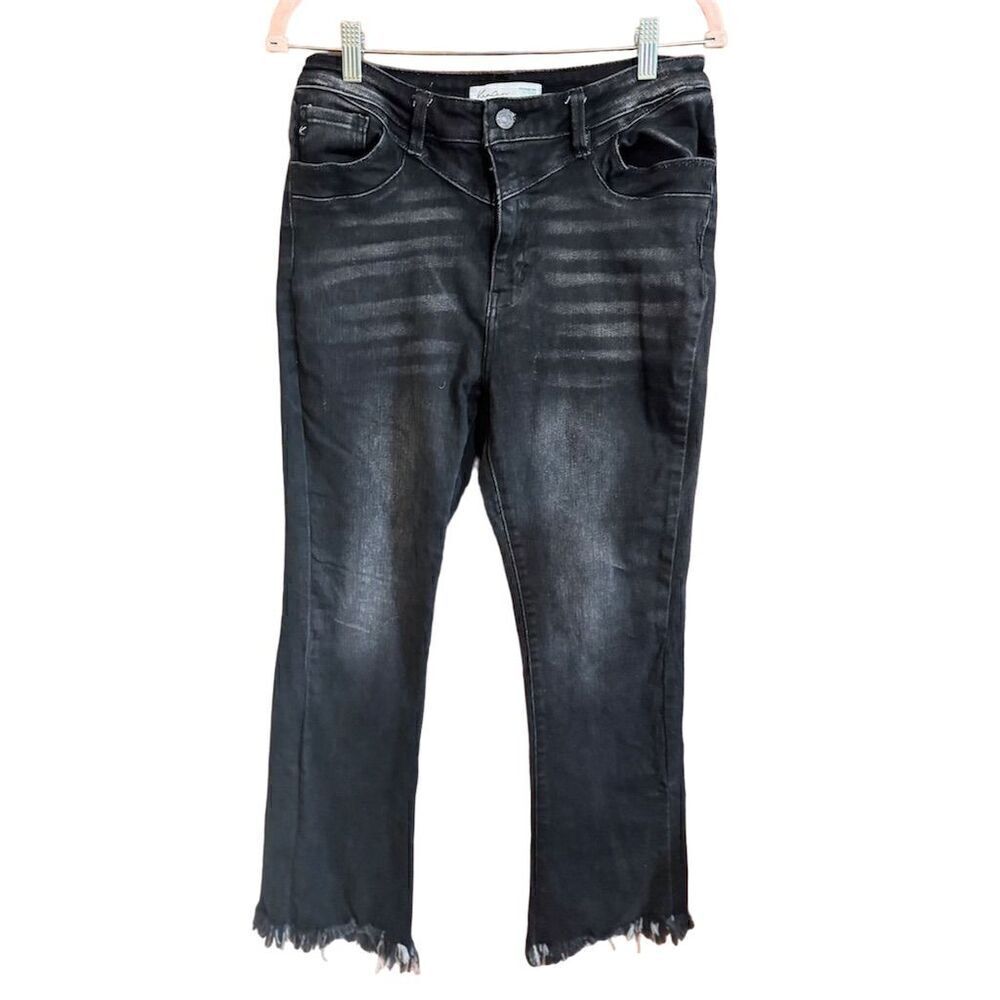 KanCan High Rise Chewed Hem Black Ankle Jeans Size 30